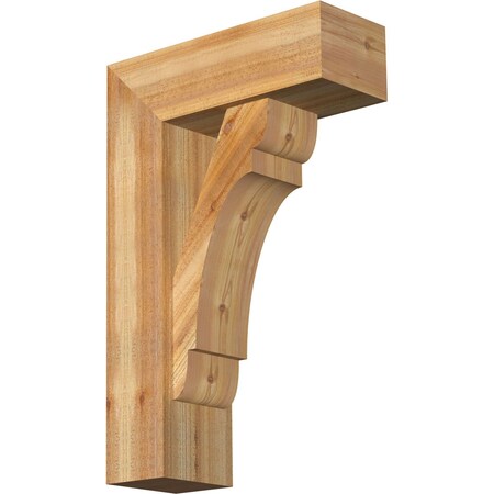Ekena Millwork Olympic Block Rough Sawn Bracket w/ Offset Brace, Western Red Cedar, 8"W x 22"D x 34"H BKT0806X22X34OLY05RWR